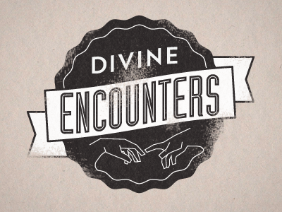 Divine Encounters black and white brand christianity distressed divine icon jesus logo rough seal type vintage worn