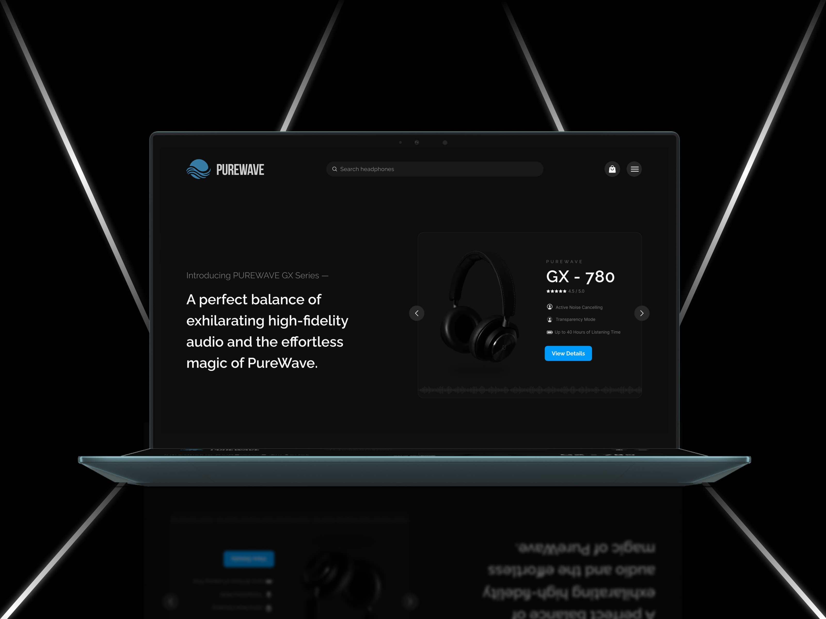 Hero Section - Concept One UI UX Design airpods audio beats dark mode dark ui ecommerce ecommerce landing page hero banner hero section ios landing page mobile app music music app music player sound ui mobile app uiux design webdesign website design