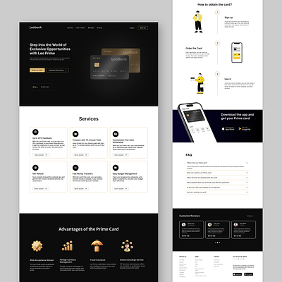 Leobank - Digital Bank Landing Page bank card banking carddesign creditcard darkmode digital bank finance landing page minimaldesign modernui responsivedesign ui userexperience ux webdesign