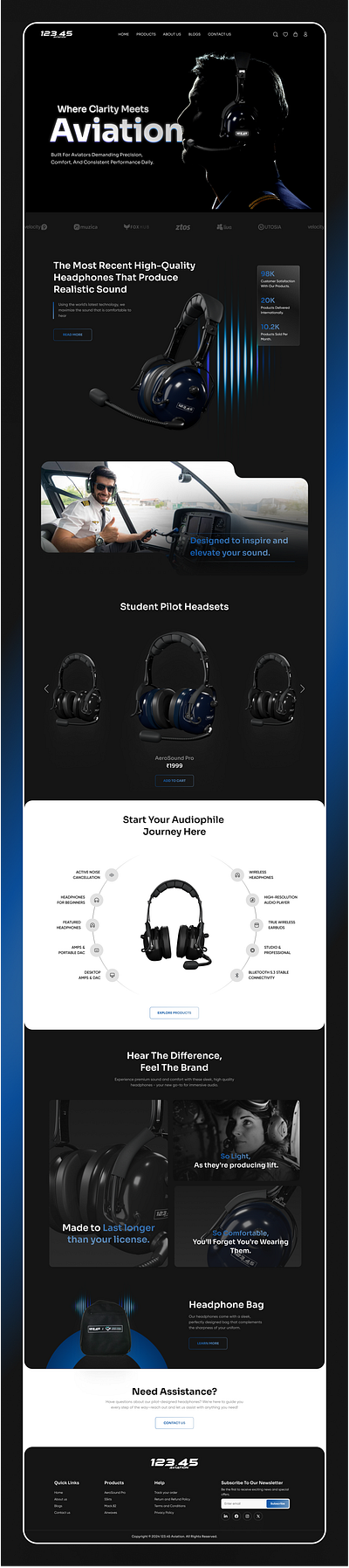 Headphone E-Commerce animation aviation headphones branding design ecommerce graphic design headphones modern design pilot headphones ui ui design uiux ux web design website