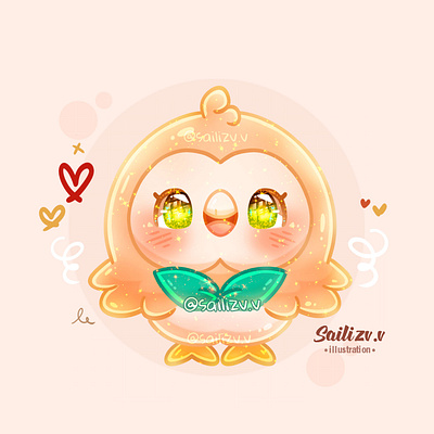 Fanart Rowlet by sailizv.v adorable adorable lovely artwork concept creative cute art design digitalart illustration