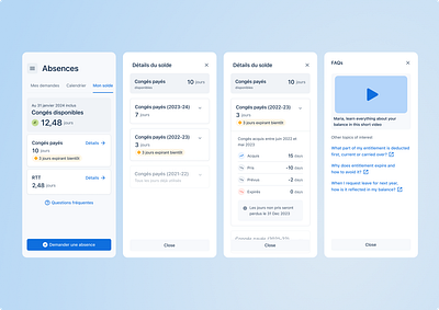 Time off planning: Balances productdesign ui ux webapp