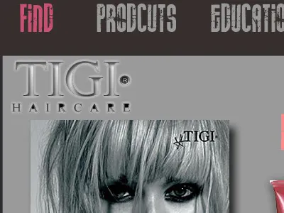 TIGI Proposed Website Design black design eyes girl hair hair stylist photoshop pink tigi website