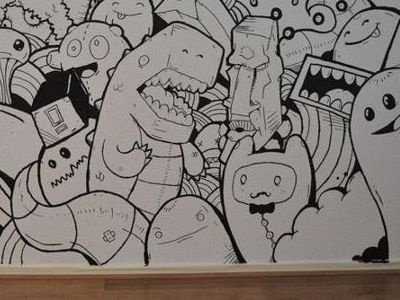 Pixelkaiju mural characters illustration mural