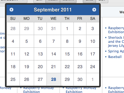 Pop Up Calendar calendar jquery