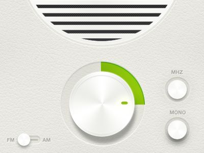 Radio Elements - UI blue clean crisp elements green knob radio ui ui design widget