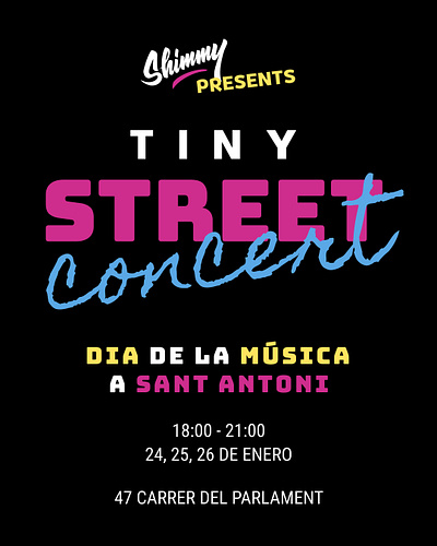 Shimmy - Tiny Street Concert Social Shot branding graphic design logo magenta poster social