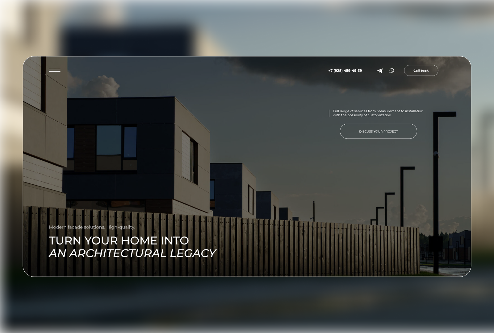 Facade Design Website construction first page first screen ui web design webdesign website website design
