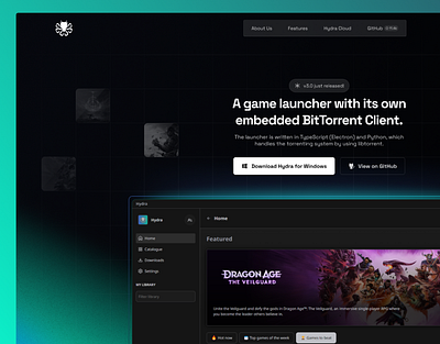 PC Game Launcher - Landing Page branding design features graphic design hero section landing page ui ui design ui ux uiux web design