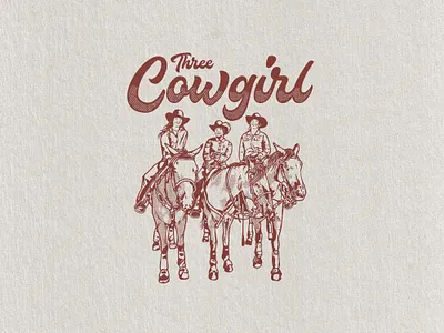 Three Cowgirl Illustration apparel design beauty cowgirl horse illustration illustrator merch southwestern t shirt western yeehaw