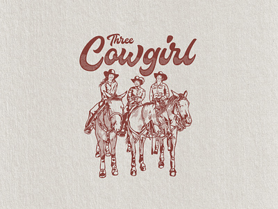 Three Cowgirl Illustration apparel design beauty cowgirl horse illustration illustrator merch southwestern t shirt western yeehaw