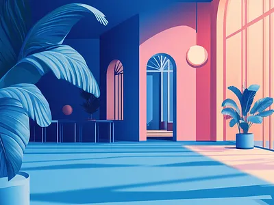 Modern Tropical Interior Illustration graphic design illustration vector