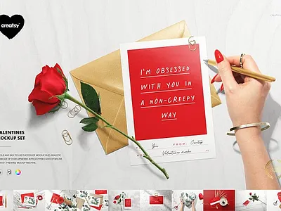 Valentines Mockup Set cards creatsy cushion customizable envelopes generator greeting love mock up mock ups mockup personalized printed smart object stationery template valentines wrapping paper