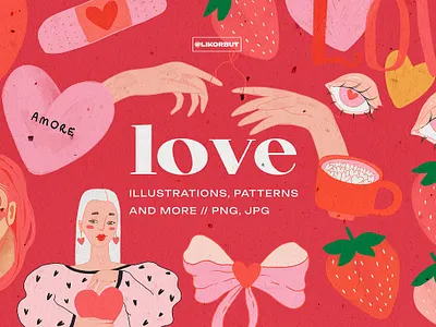 Love Pack. Valentine's Day Toolkit crayon illustration fondness heart pattern in loving memory love love graphics love illustration love postcard sweetheart valentine pattern valentines day valentines day bundle valentines day pack valentines instagram xoxo