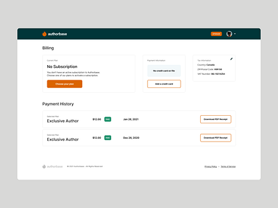 Authorbase – New desktop app! app authors billing dashboard design desktop app readers ui