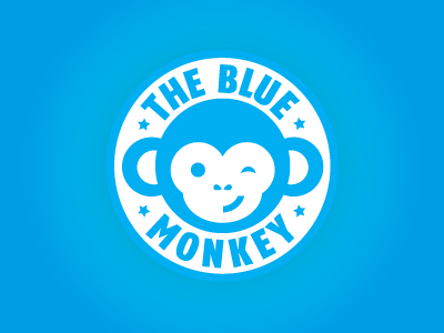 TBM1 ape below blue circle cold cool ears face freeze frozen gelato head ice monkey smile smiling stars zero