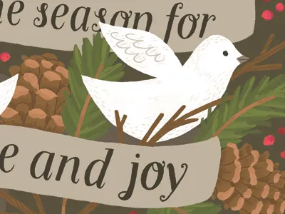 Greeting Card Preview bird card christmas dove holiday nature pinecone season stationery winter