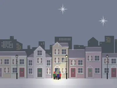 Winter Scene christmas illustration pastel photoshop street scene