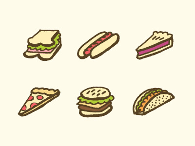 food-icons burger food hand drawn hotdog icons pie pizza sandwich taco