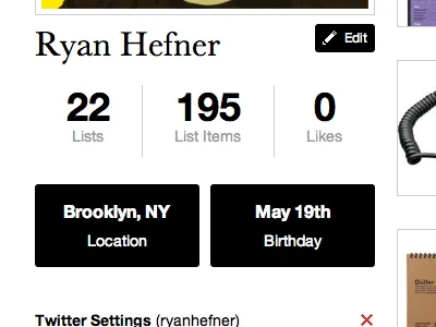 Profile Clean-up (and a few new features) listly