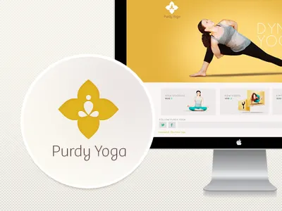 Purdy Yoga brand clean clear identity logo mediation website yellow yoga