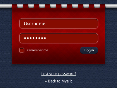 Myelic Login blue caudex design droid sans login photoshop red ribbon shadows social template texture theme web wordpress