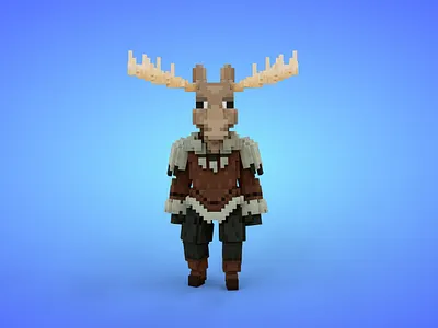 Moose Warrior Voxel Character - 3D Lowpoly Fantasy Creature 3d 3d model animal creature deer fantasy game art game asset game development gamedev godot humanoid indiedev lowpoly magicavoxel moose unity3d unrealengine voxedit voxel art