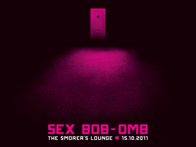 Sex Bob-omb poster band black couple gig halftone heart kiss music pantone pilgrim pink poster scott sex bob omb type typography