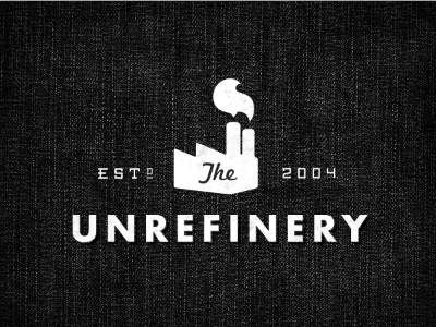 The Unrefinery Logo canaveral denim factory futura logo marketing script texture