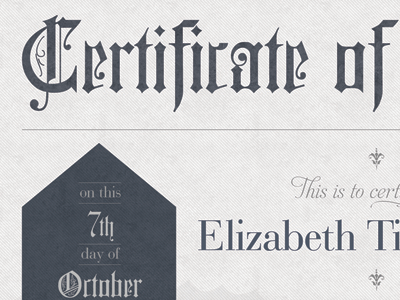 Certificate of Ordination aphrodite bauer black blackletter blue bodoni certificate gray grey hexagon letter medieval ordination ornament smokey texture