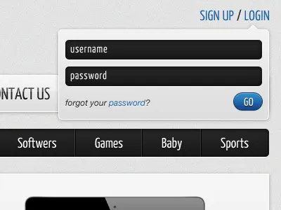 Login Form blue clear form gray login simple webshop