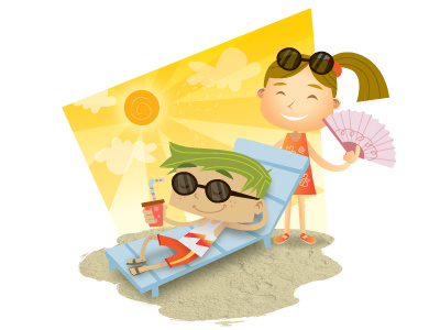 Playa adobe beach caceres diego editorial illustration ilustracion ilustrador sand sistema uno sun vector