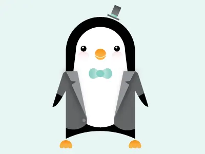 Little Penguin animal bowtie cute illustrator penguin top hat