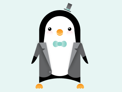 Little Penguin animal bowtie cute illustrator penguin top hat