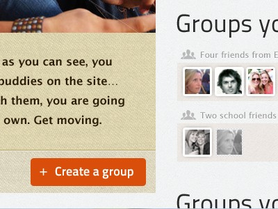 Create a group button icons orange ui webapp website