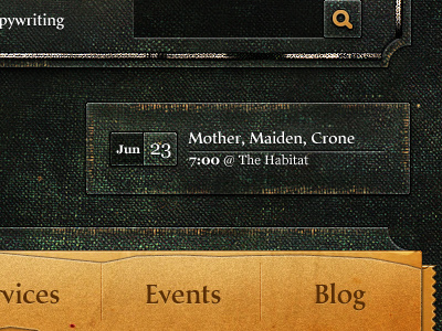 Erin H. Banks - MMC Event Template book dark green grunge gui interface skin template texture warm wordpress