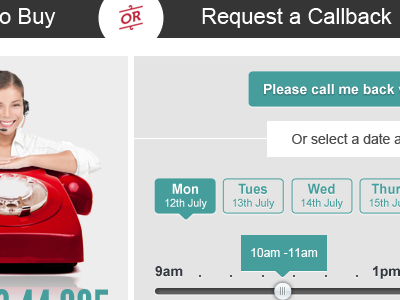 Request a Callback ecommerce slider ui