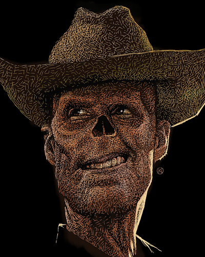 #21 - Walton Goggins. Caricature Resolution 2025 caricature fallout illustration portrait scratchboard the ghoul walton goggins