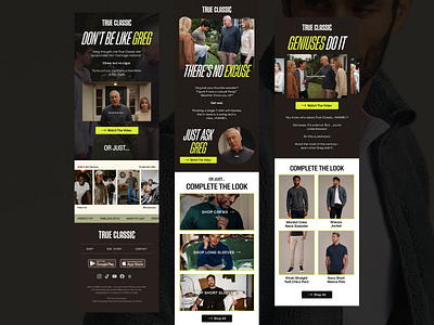 True Classic – Meet The Outfits Flow dark email email campaign email design email flow email marketing email template klaviyo mailchimp men fashion mens neon sporty