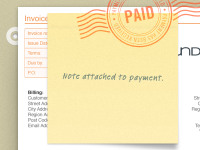 Assigning handy notes that are not visible to customer. invoice ios ipad note stamp