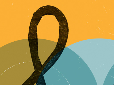Treble Clef blue circle cutout orange poster texture
