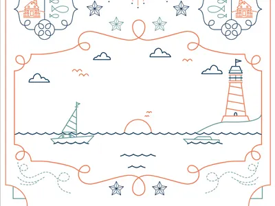 Baby Shower Invite 2 anchor beach blue nautical ocean orange stars wheel