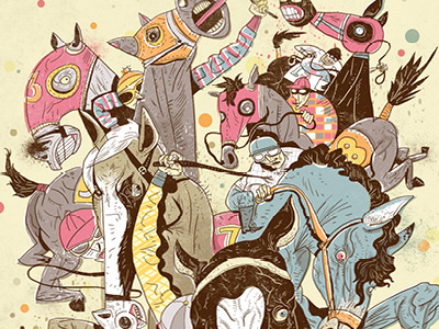 Horse Racing! animal colour concept graphic illustration