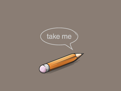 Take me bubble illustration me orange outline pencil speech strange take talk