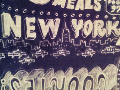 New York hand drawn illustration lettering new york taxi