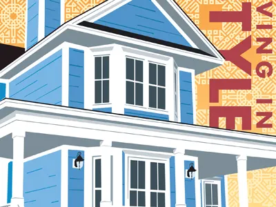 Living in style home house illustration pattern print vector