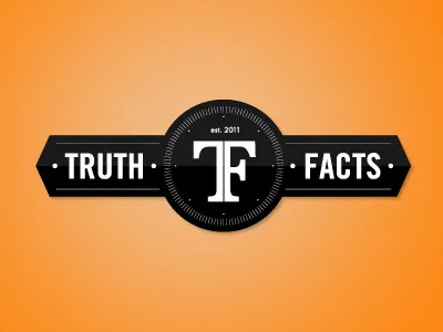 Truth Facts Logo badge clock fact icon logo orange t