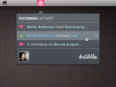Desktop Dribbble desktop dribbble drop down fun idea mac os x ui wip