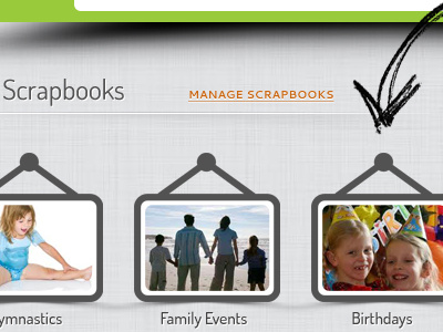 Scrapbooks drag and drop photo shadow texture ui