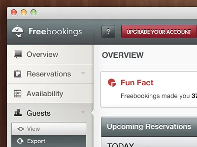 Navigation booking check css3 buttons dashboard freebookings gradients icon overview reservations restaurant sidebar ui design web app